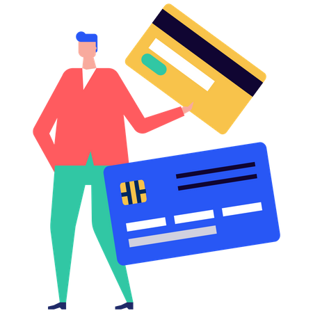 Hombre haciendo pago con tarjeta de crédito  Ilustración