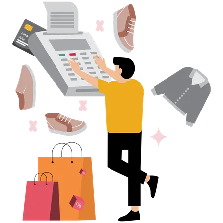 Hombre haciendo el pago de una pinta de venta  Ilustración