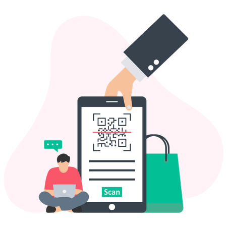 Hombre haciendo pago qr  Ilustración