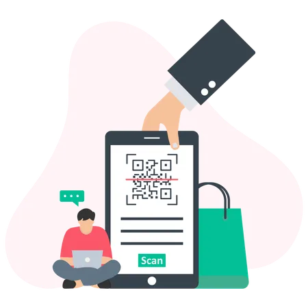 Hombre haciendo pago qr  Ilustración