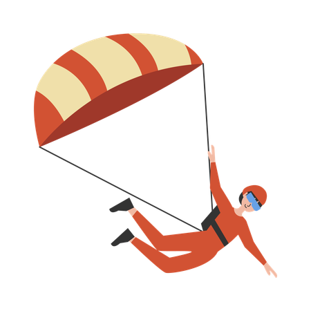 Hombre haciendo aventura en parapente  Ilustración