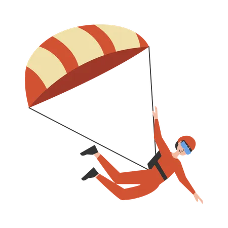 Hombre haciendo aventura en parapente  Ilustración