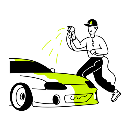 Hombre haciendo pintura de autos  Illustration