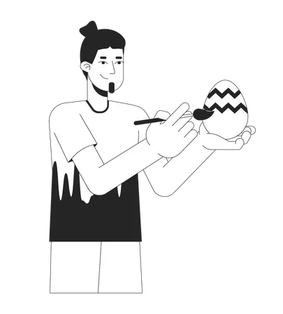 Hombre haciendo pintura de huevos de Pascua  Ilustración