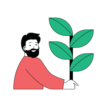 Hombre haciendo plantación de un árbol  Illustration