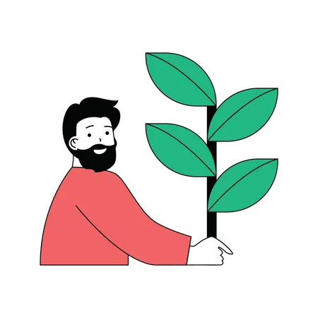 Hombre haciendo plantación de un árbol  Illustration