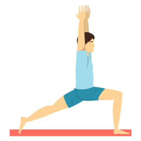 Hombre haciendo pose de yoga de estocada creciente  Ilustración