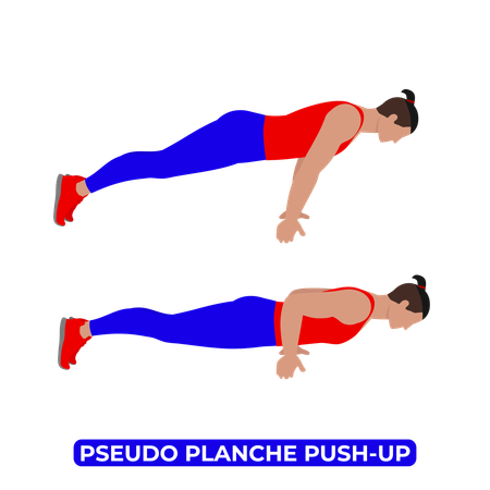 Hombre haciendo ejercicio de flexiones Pseudo Planche  Ilustración