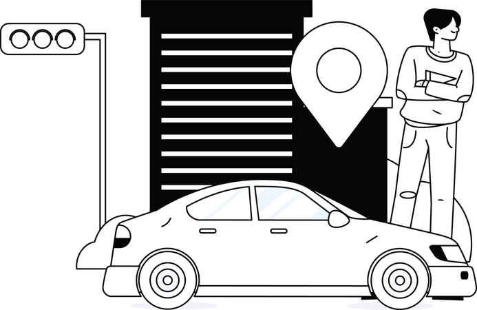 Hombre haciendo reserva de taxi  Ilustración