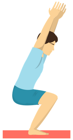 Hombre haciendo pose de yoga en silla  Ilustración