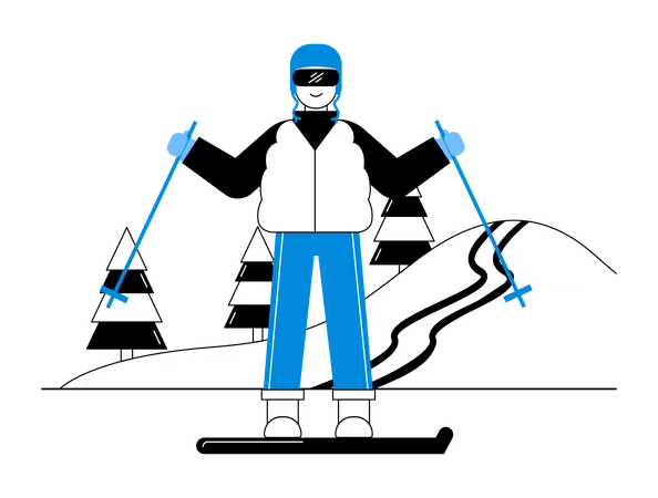 Hombre haciendo snowboard  Ilustración