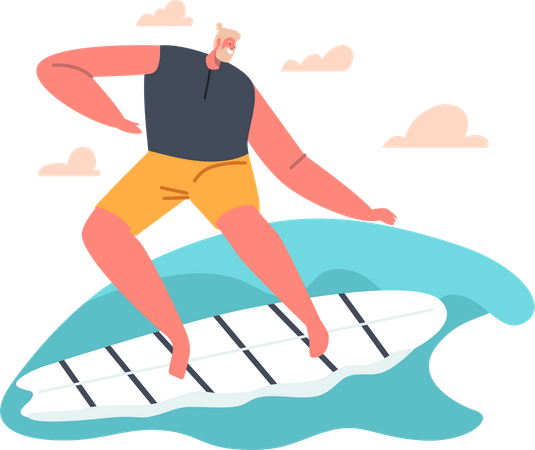 Hombre haciendo surf  Ilustración