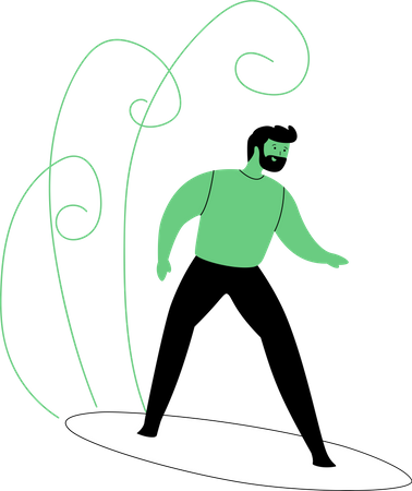 Hombre haciendo surf acuático  Ilustración