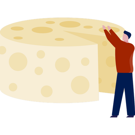 Hombre haciendo tarta de queso  Ilustración