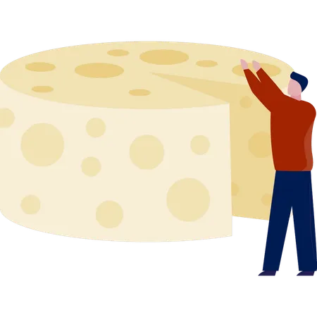 Hombre haciendo tarta de queso  Ilustración