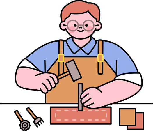 Hombre haciendo trabajos de construcción  Ilustración