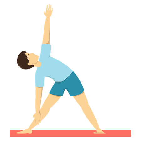 Hombre haciendo pose de yoga triangular  Ilustración