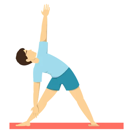 Hombre haciendo pose de yoga triangular  Ilustración