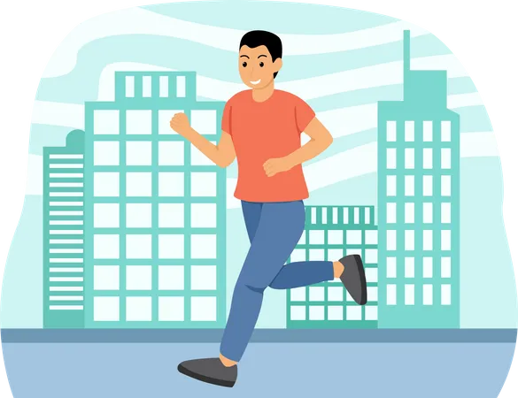 Hombre haciendo entrenamiento para correr  Ilustración