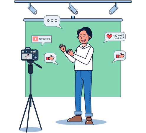 Hombre haciendo vlogs  Ilustración