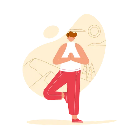 Hombre haciendo yoga  Ilustración