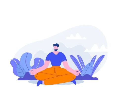 Hombre haciendo yoga  Ilustración