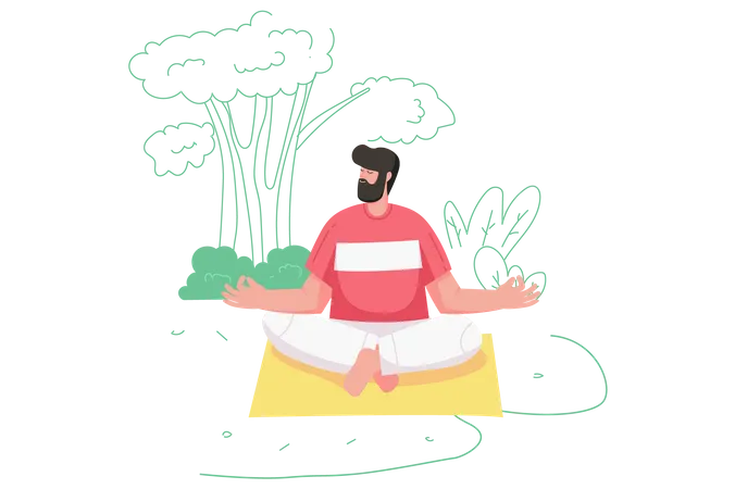 Hombre haciendo yoga  Ilustración