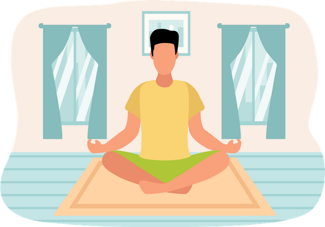 Hombre haciendo yoga  Ilustración