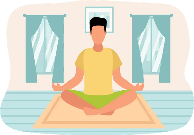 Hombre haciendo yoga  Ilustración