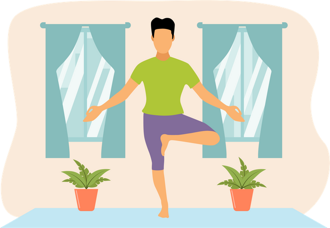 Hombre haciendo yoga  Ilustración