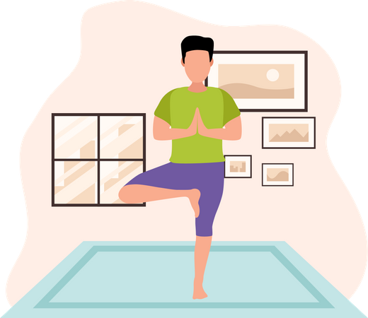 Hombre haciendo yoga  Ilustración