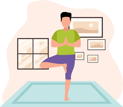 Hombre haciendo yoga  Ilustración