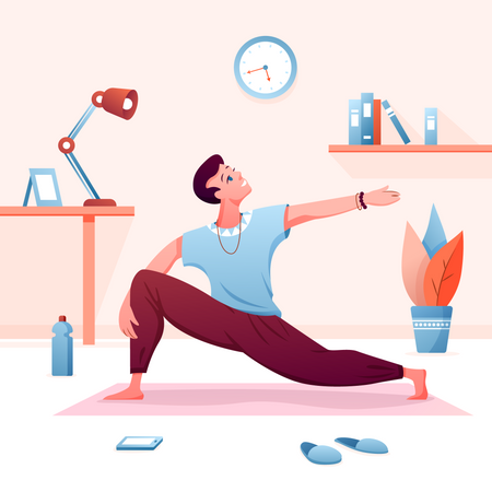 Hombre haciendo yoga  Ilustración