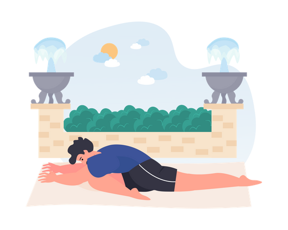 Hombre haciendo yoga cisne dormido  Ilustración