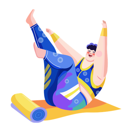 Hombre haciendo yoga divertido  Ilustración