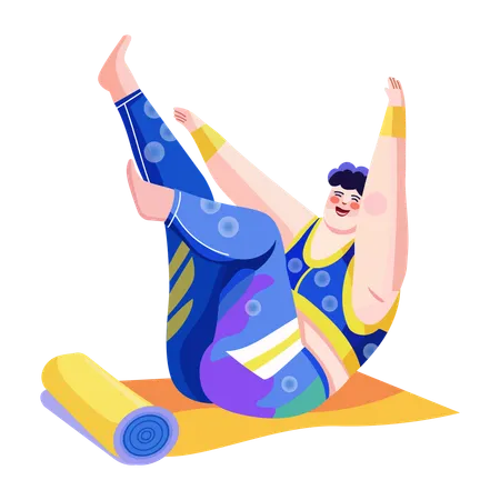 Hombre haciendo yoga divertido  Ilustración