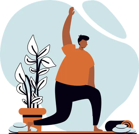 Hombre haciendo yoga matutino  Ilustración