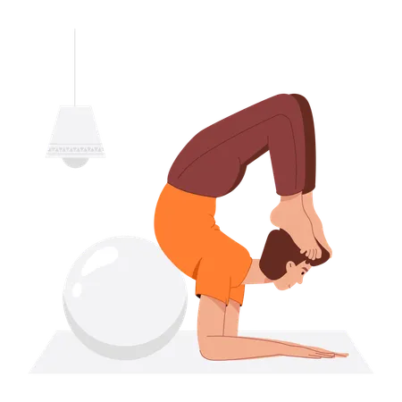 Hombre haciendo yoga matutino  Ilustración