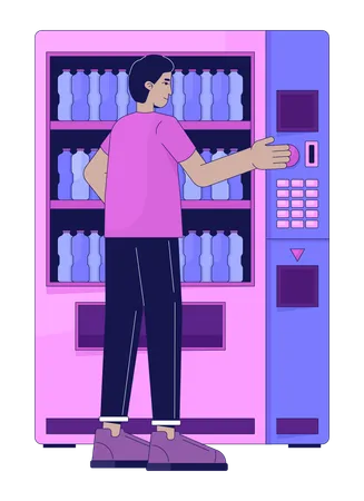 Hombre indio comprando una máquina expendedora de bebidas  Ilustración