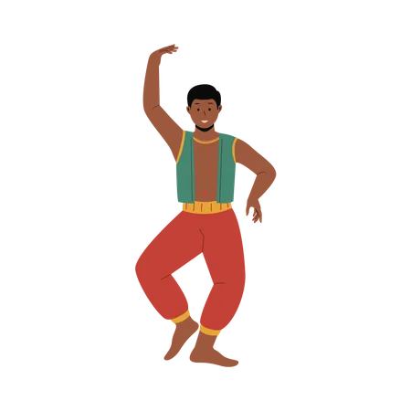 Hombre indio realizando danza tradicional  Ilustración