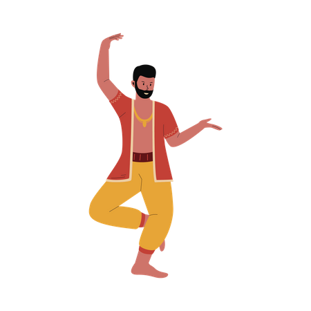 Hombre indio realizando danza tradicional  Ilustración