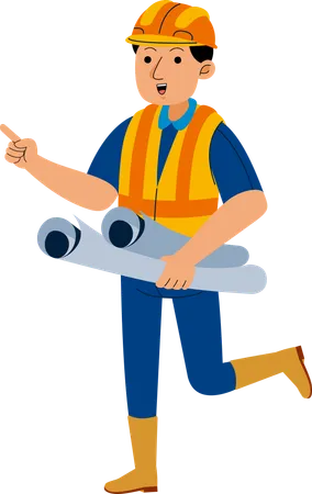 Hombre ingeniero de construcción  Ilustración