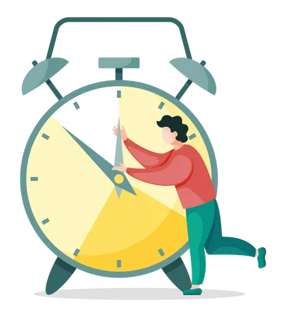 Hombre intentando detener el reloj  Ilustración