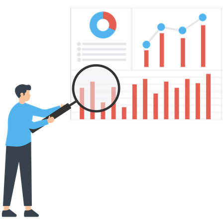 Investigación del hombre sobre el crecimiento empresarial  Ilustración