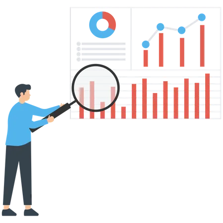 Investigación del hombre sobre el crecimiento empresarial  Ilustración