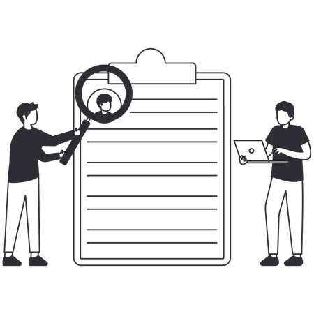 Investigación humana sobre contratación de especialistas.  Ilustración