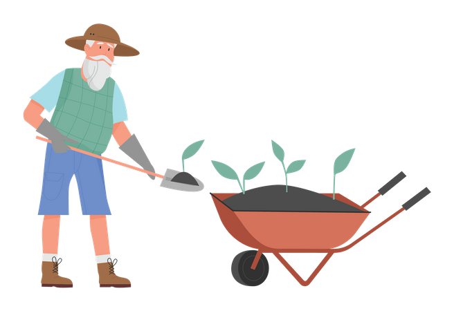 Hombre jardinero posa17  Ilustración