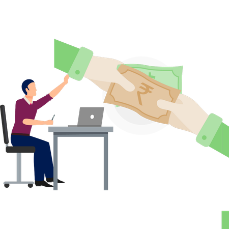 Hombre joven dando dinero  Ilustración