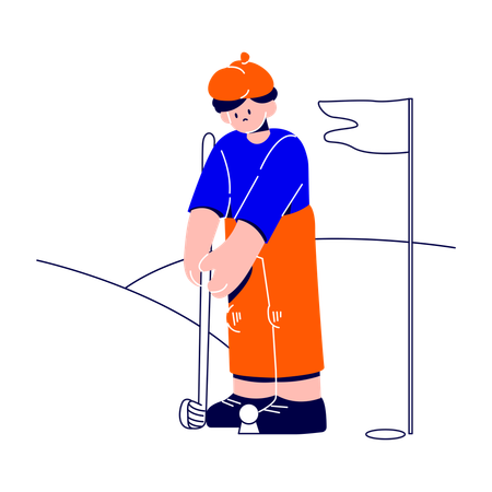 El hombre juega al golf  Ilustración