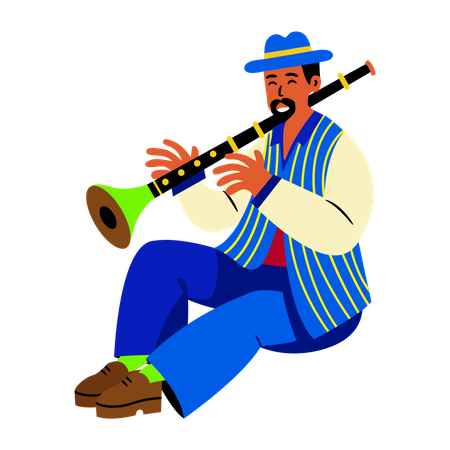 Hombre tocando la zurna  Ilustración